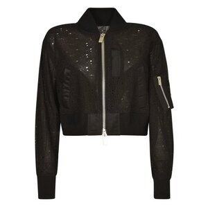 NWOT sacai logo-embroidery lace bomber jacket SIZE 2/ M